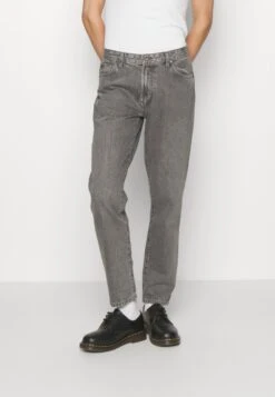 Pier One Mid Raise Straight Fit - Jeans Relaxed Fit - Grey Denim
