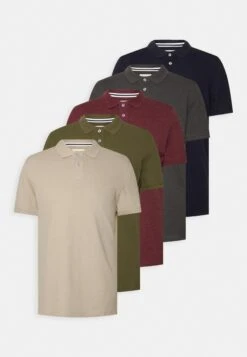Pier One 5 Pack - Poloskjorter - Bordeaux/Olive/Dark Grey