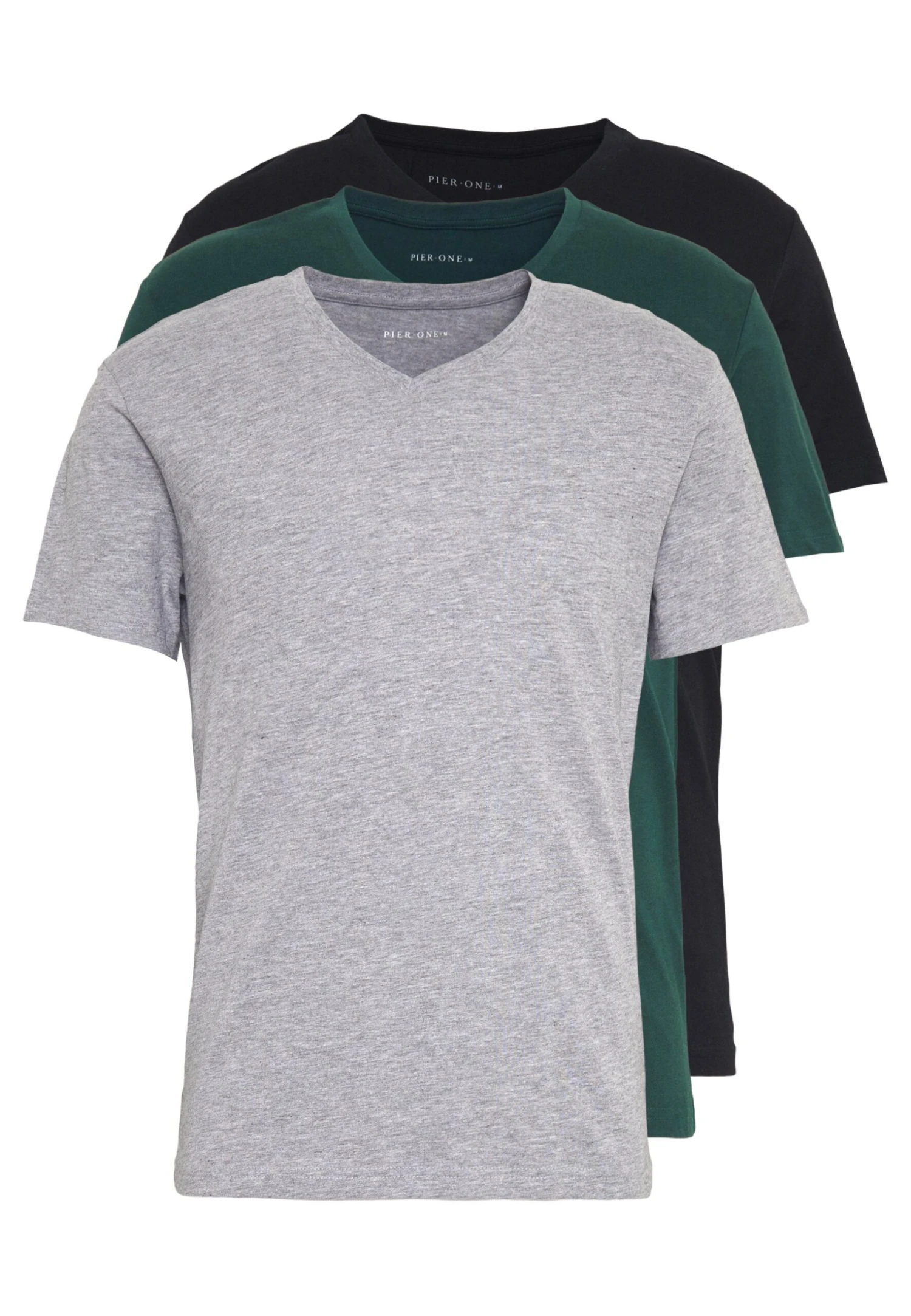 Pier One 3 Pack- T-Shirts - Black, Grey, Green 3 Pier One 3 Pack- T-Shirts - Black, Grey, Green