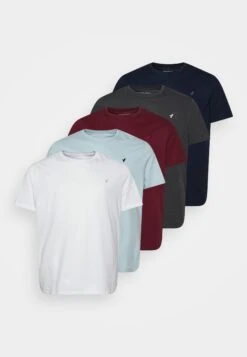 Pier One 5 Pack - T-Shirts - White/Mottled Dark Grey/Bordeaux -Pier One 9a68ad18204f43e0abb4813a31752b65