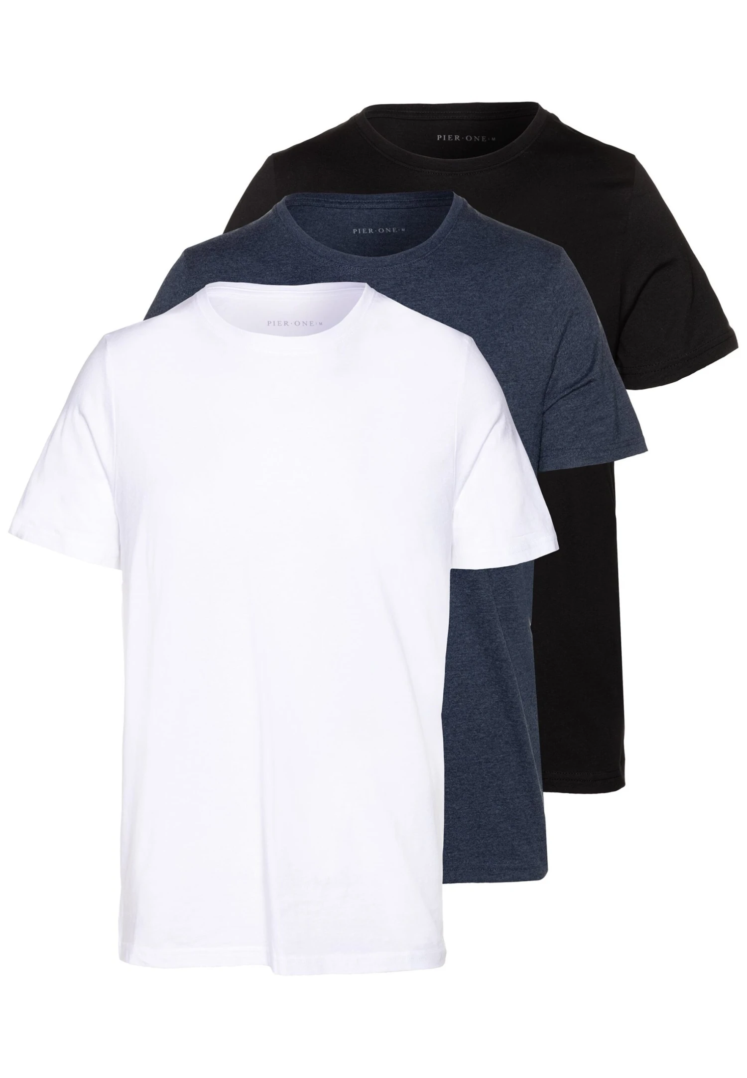 Pier One 3 Pack - T-Shirts - Black/White/Blue 3 Pier One 3 Pack - T-Shirts - Black/White/Blue