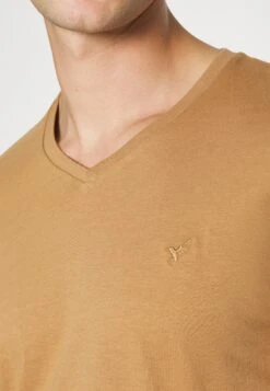 Pier One V Neck Bird Tonal 3 Pack - T-Shirts - Light Brown/White/Dark Blue -Pier One dbb41cfafe134396801079ad8aaa0b0b