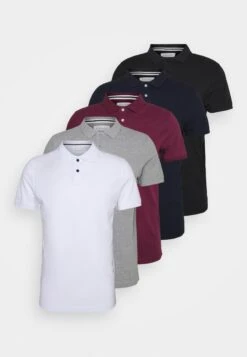 Pier One 5 Pack - Poloskjorter - Black/White/Bordeaux/Navy/Gray Marl