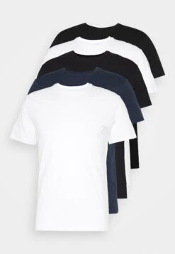 Pier One 5 Pack - T-Shirts - Black/White/Blue -Pier One f1b37127ec2d45f98139c878d4f29450